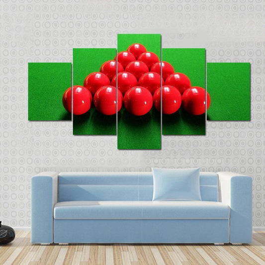 Snooker Balls Arranged In Triangular Shape Ready For Play Canvas Wall Art-5 Star-Gallery Wrap-62" x 32"-Tiaracle