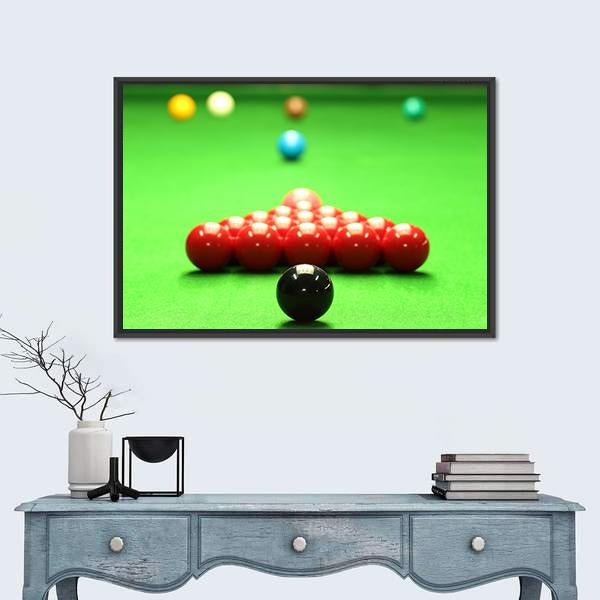 Snooker Balls Ready For Shot Canvas Wall Art-1 Piece-Floating Frame-24" x 16"-Tiaracle