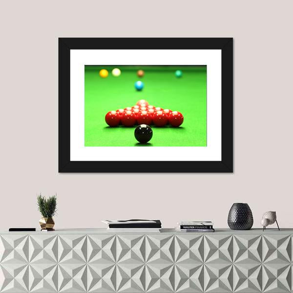 Snooker Balls Ready For Shot Canvas Wall Art-1 Piece-Framed Print-20" x 16"-Tiaracle