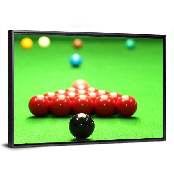 Snooker Balls Ready For Shot Canvas Wall Art-3 Horizontal-Gallery Wrap-25" x 16"-Tiaracle