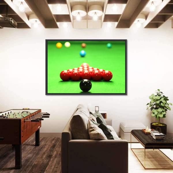 Snooker Balls Ready For Shot Canvas Wall Art-3 Horizontal-Gallery Wrap-25" x 16"-Tiaracle