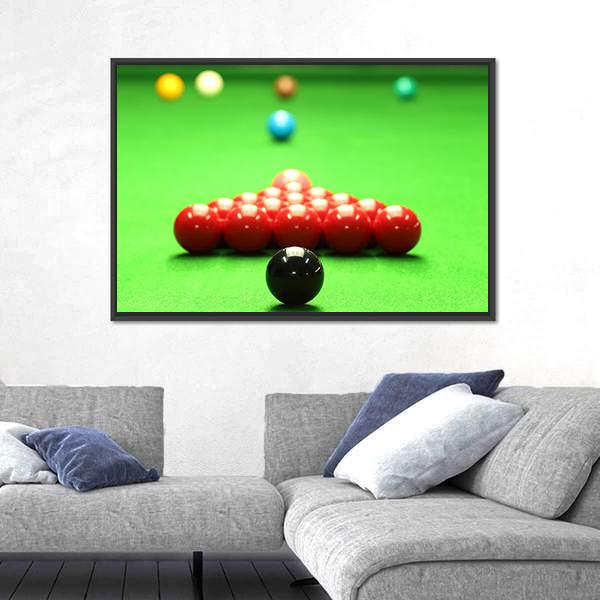 Snooker Balls Ready For Shot Canvas Wall Art-3 Horizontal-Gallery Wrap-25" x 16"-Tiaracle