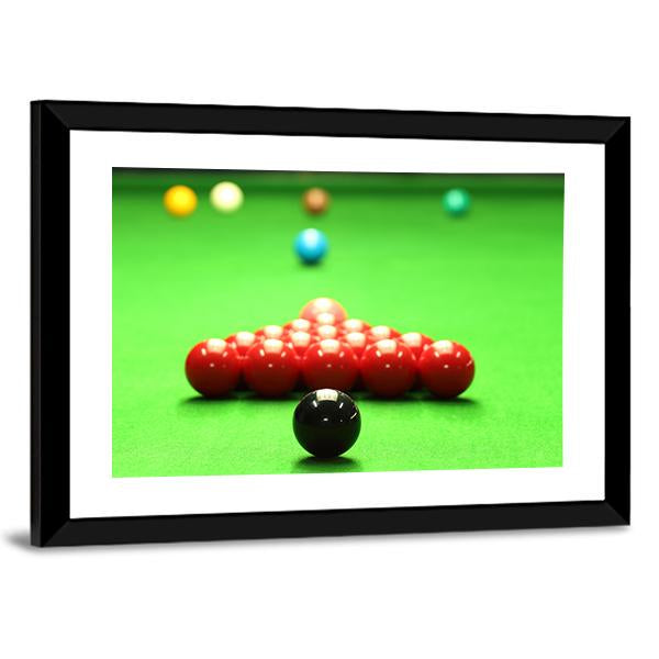 Snooker Balls Ready For Shot Canvas Wall Art-3 Horizontal-Gallery Wrap-25" x 16"-Tiaracle