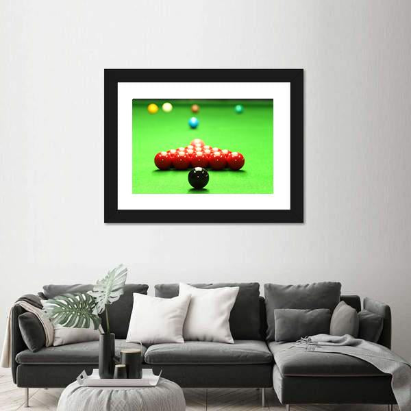 Snooker Balls Ready For Shot Canvas Wall Art-3 Horizontal-Gallery Wrap-25" x 16"-Tiaracle