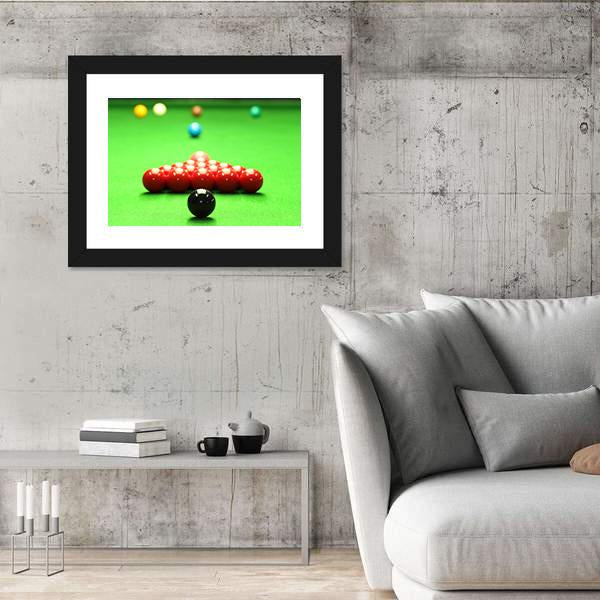 Snooker Balls Ready For Shot Canvas Wall Art-3 Horizontal-Gallery Wrap-25" x 16"-Tiaracle