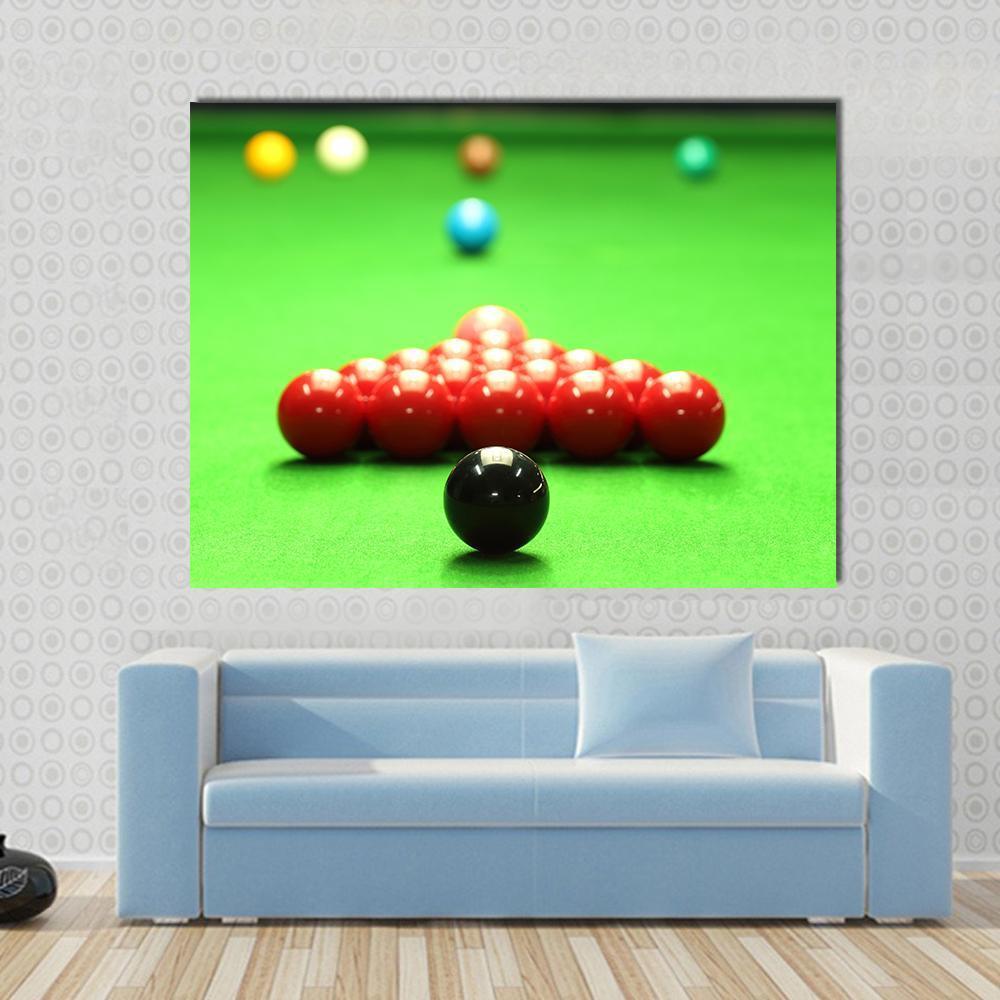 Snooker Balls Ready For Shot Canvas Wall Art-1 Piece-Gallery Wrap-48" x 32"-Tiaracle