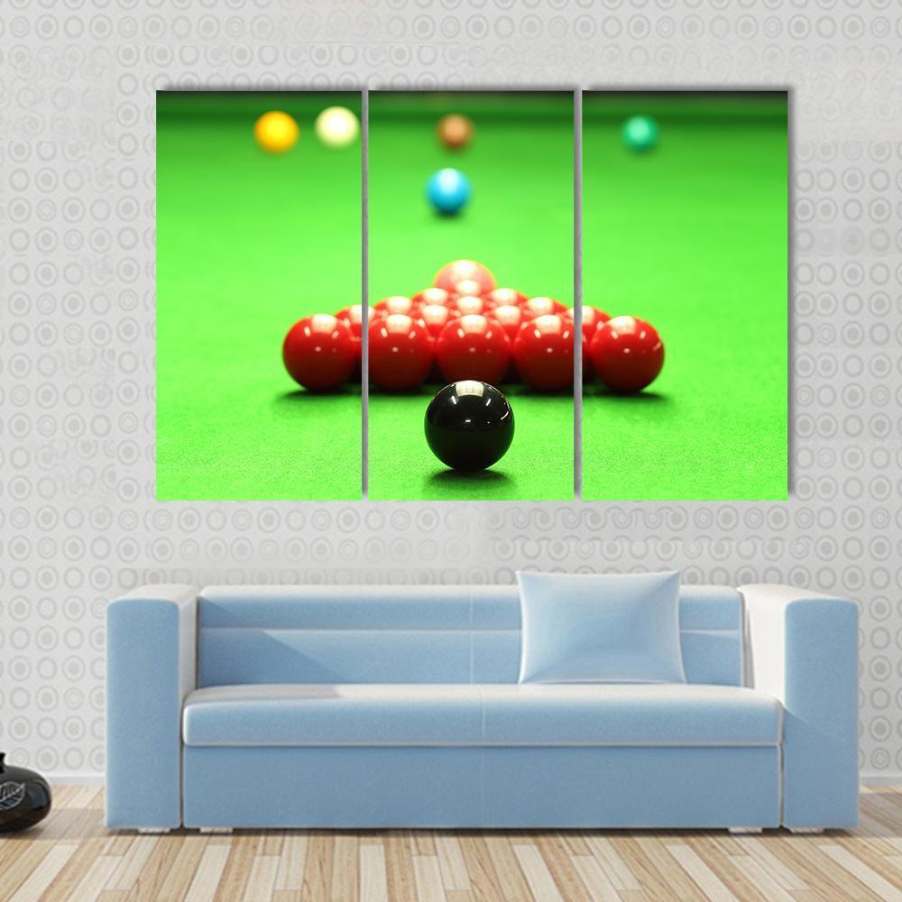 Snooker Balls Ready For Shot Canvas Wall Art-3 Horizontal-Gallery Wrap-37" x 24"-Tiaracle