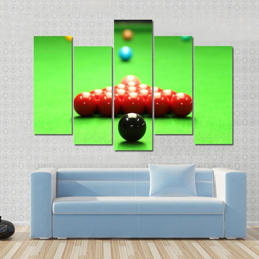 Snooker Balls Ready For Shot Canvas Wall Art-5 Pop-Gallery Wrap-47" x 32"-Tiaracle