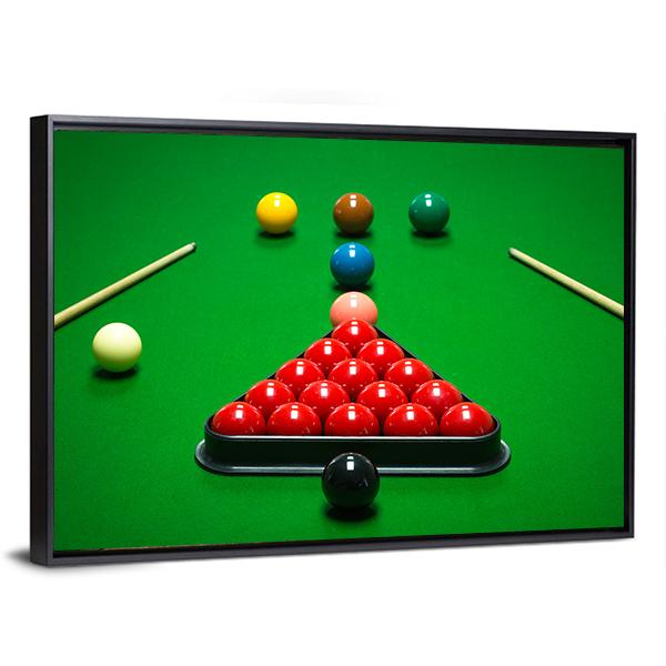 Snooker Balls Set On A Green Table Canvas Wall Art-3 Horizontal-Gallery Wrap-25" x 16"-Tiaracle