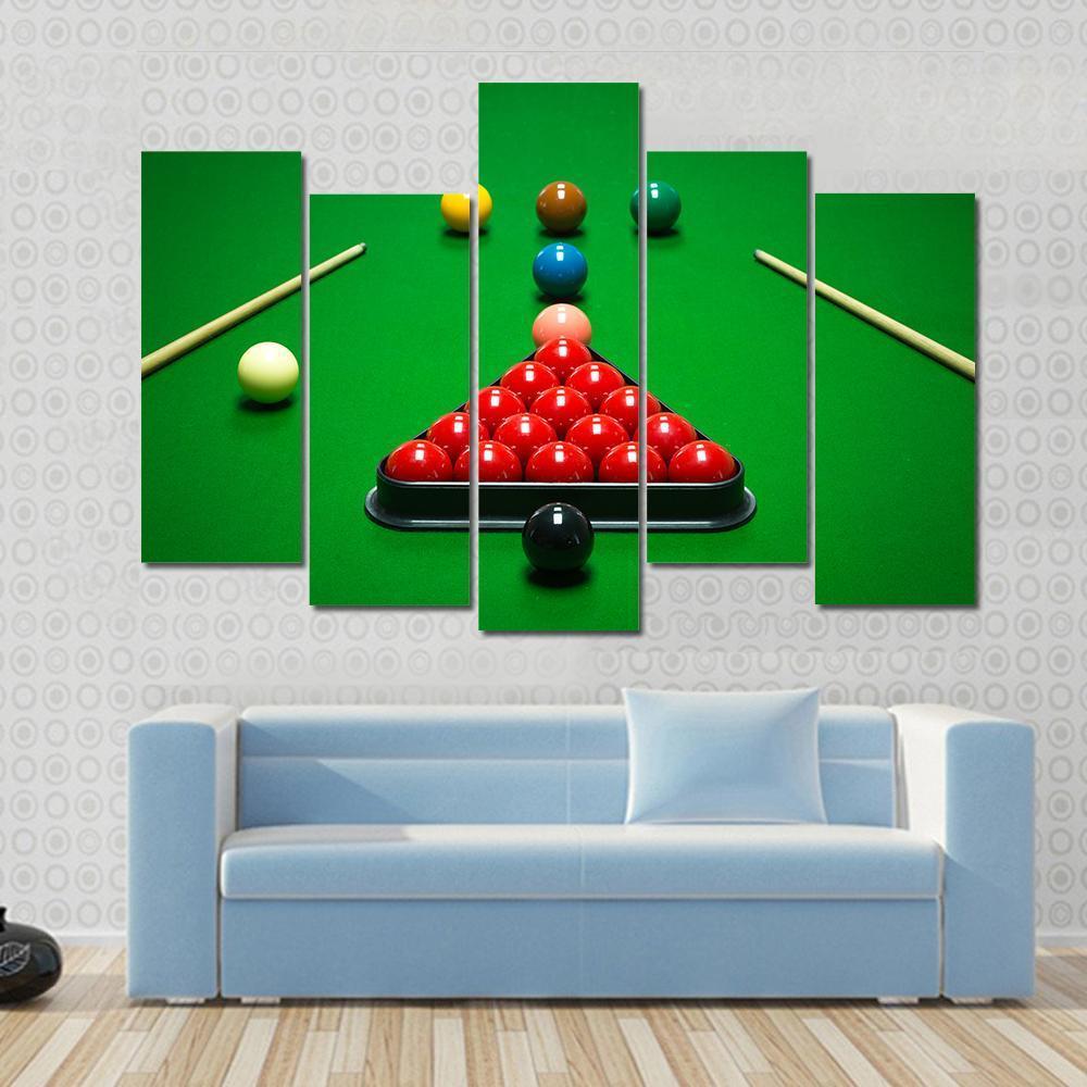 Snooker Balls Set On A Green Table Canvas Wall Art-5 Pop-Gallery Wrap-47" x 32"-Tiaracle