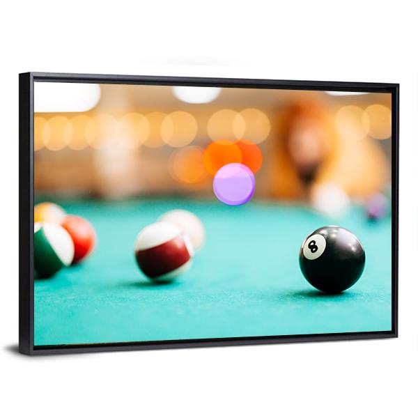 Snooker Eight Ball Pool Canvas Wall Art-3 Horizontal-Gallery Wrap-25" x 16"-Tiaracle