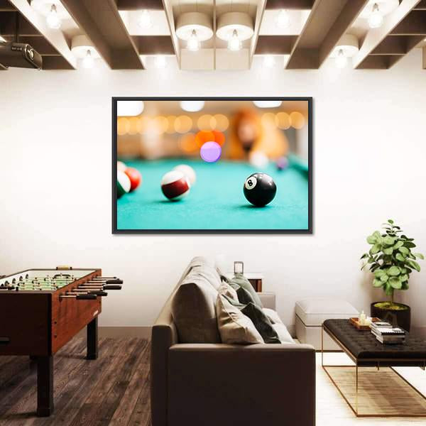 Snooker Eight Ball Pool Canvas Wall Art-3 Horizontal-Gallery Wrap-25" x 16"-Tiaracle