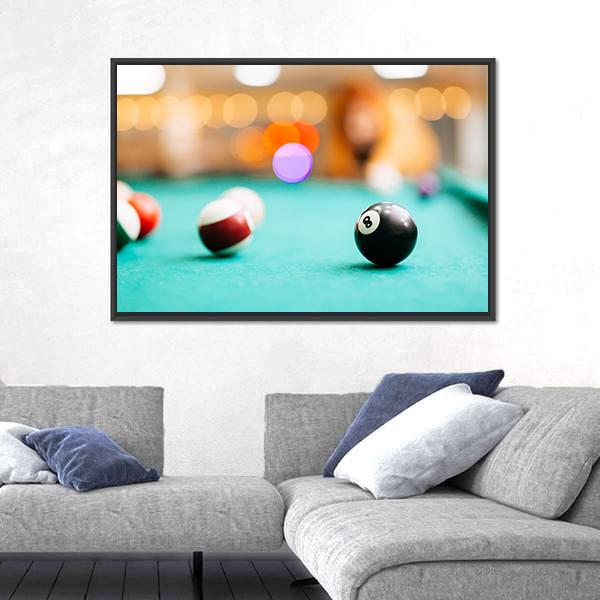 Snooker Eight Ball Pool Canvas Wall Art-3 Horizontal-Gallery Wrap-25" x 16"-Tiaracle