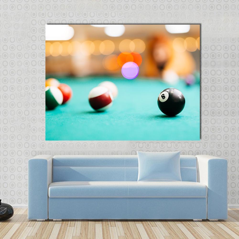 Snooker Eight Ball Pool Canvas Wall Art-1 Piece-Gallery Wrap-48" x 32"-Tiaracle