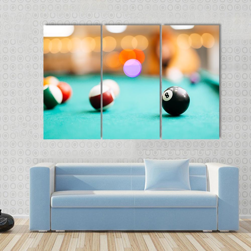 Snooker Eight Ball Pool Canvas Wall Art-3 Horizontal-Gallery Wrap-37" x 24"-Tiaracle