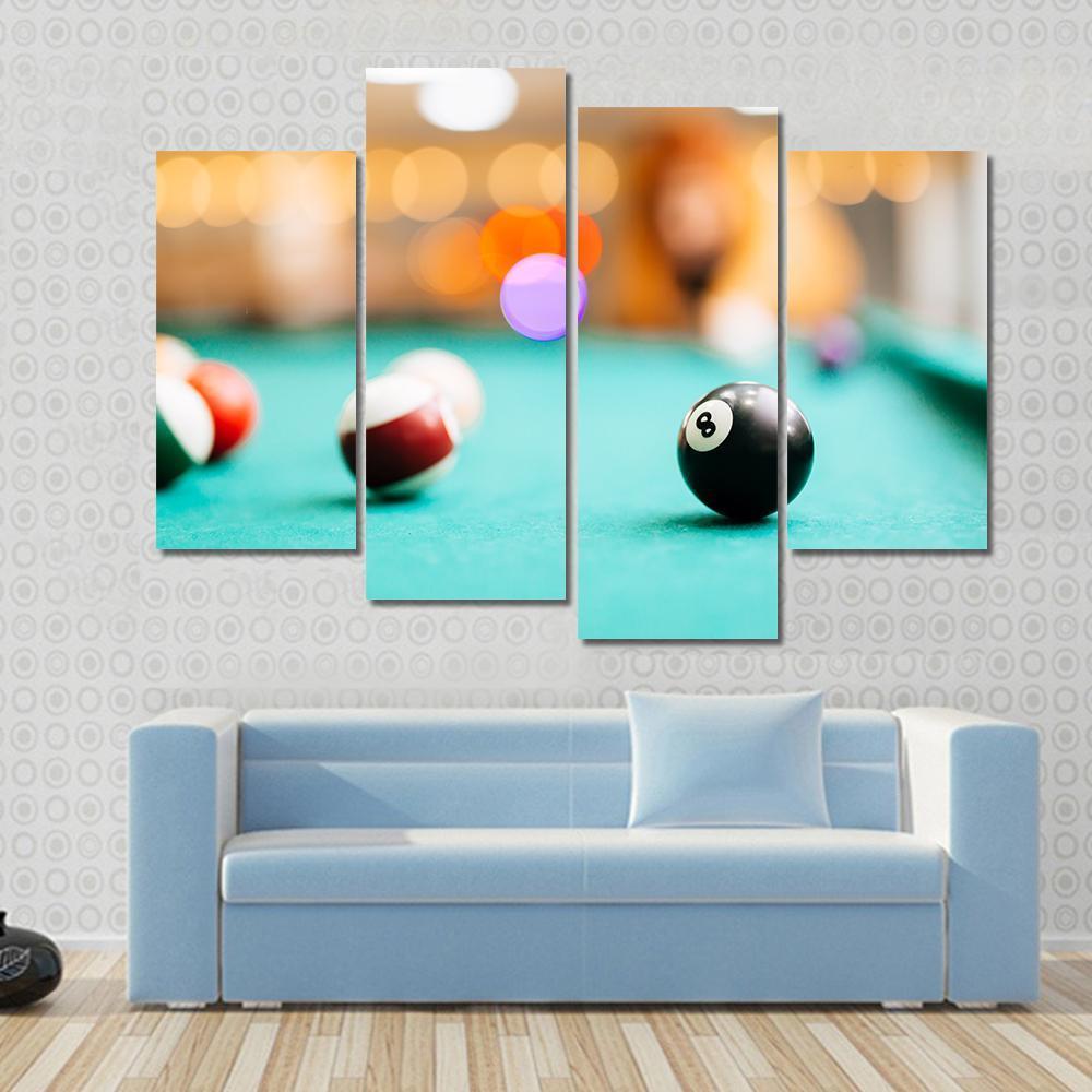 Snooker Eight Ball Pool Canvas Wall Art-4 Pop-Gallery Wrap-50" x 32"-Tiaracle