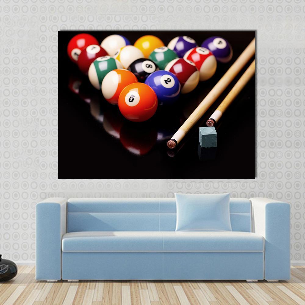 Snooker Equipment Canvas Wall Art-1 Piece-Gallery Wrap-48" x 32"-Tiaracle