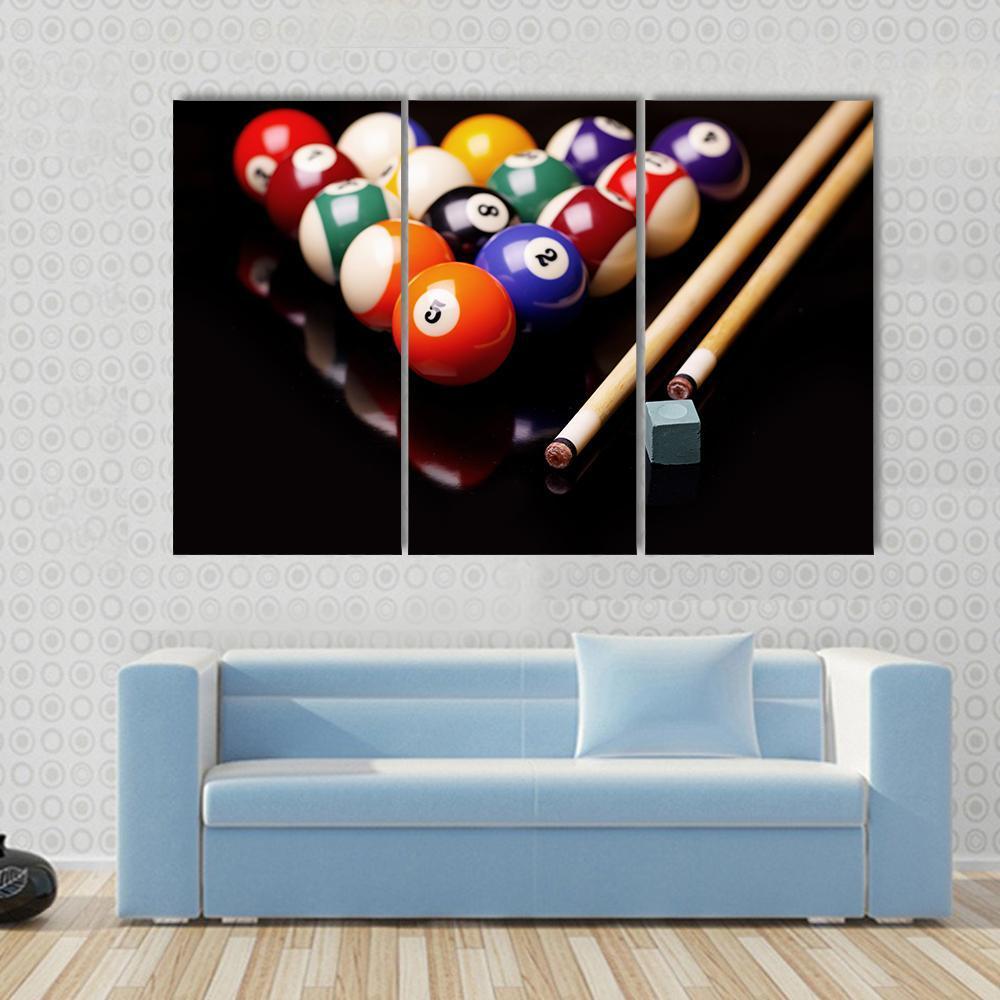 Snooker Equipment Canvas Wall Art-3 Horizontal-Gallery Wrap-37" x 24"-Tiaracle