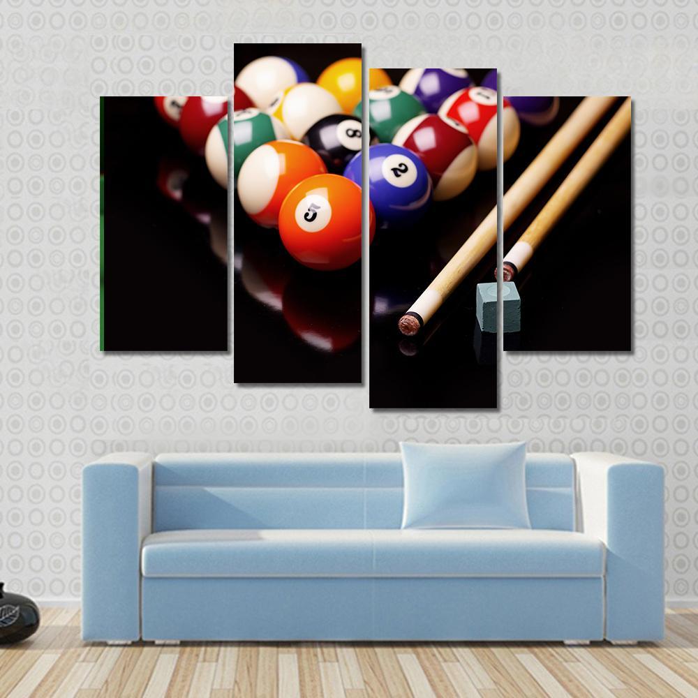 Snooker Equipment Canvas Wall Art-4 Pop-Gallery Wrap-50" x 32"-Tiaracle