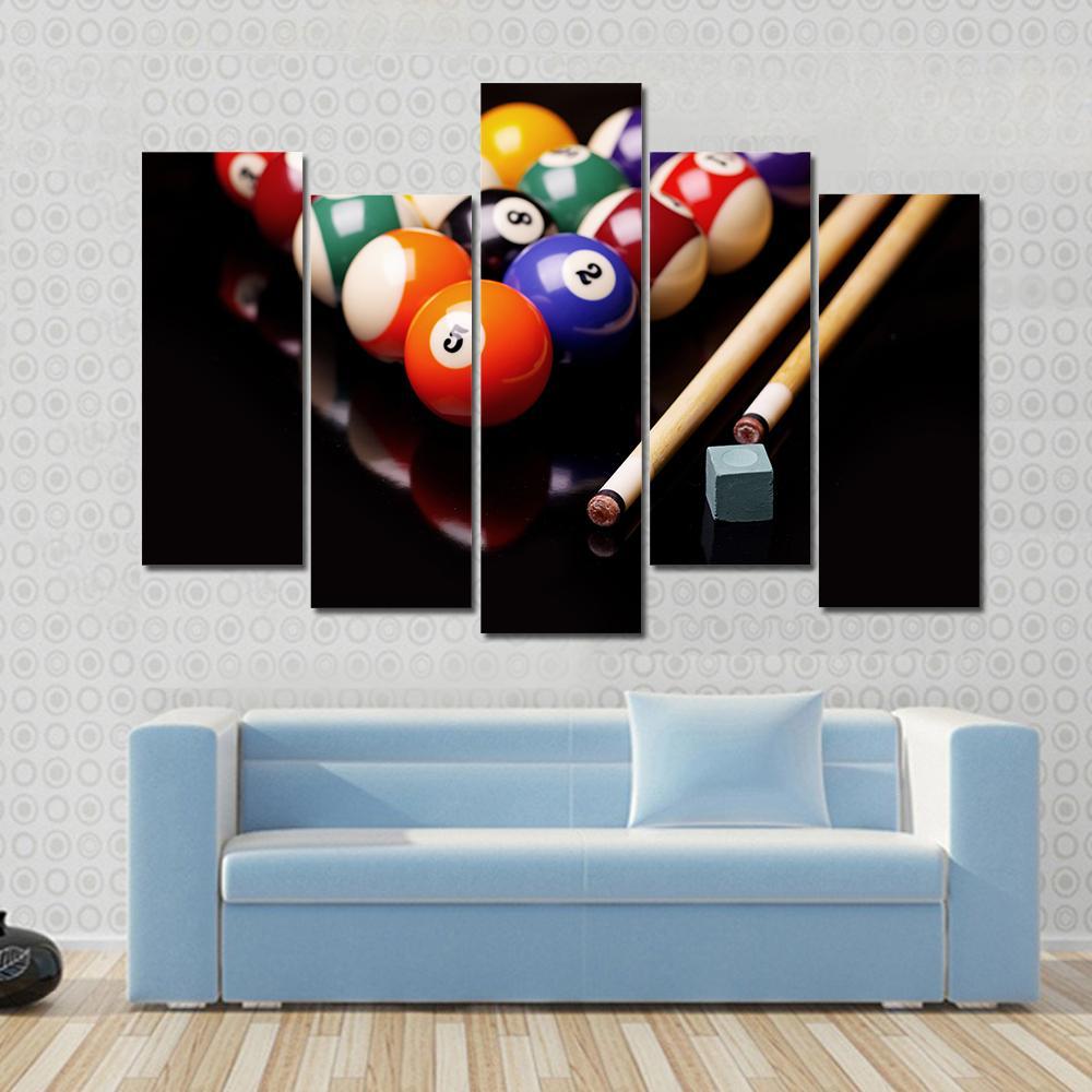 Snooker Equipment Canvas Wall Art-5 Pop-Gallery Wrap-47" x 32"-Tiaracle