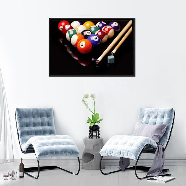 Snooker Equipment Canvas Wall Art-1 Piece-Floating Frame-24" x 16"-Tiaracle