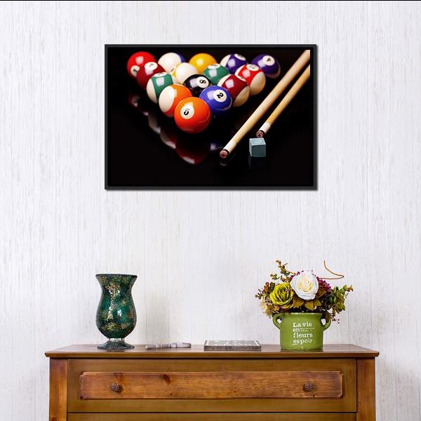 Snooker Equipment Canvas Wall Art-3 Horizontal-Gallery Wrap-25" x 16"-Tiaracle