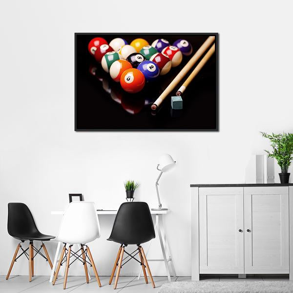 Snooker Equipment Canvas Wall Art-3 Horizontal-Gallery Wrap-25" x 16"-Tiaracle