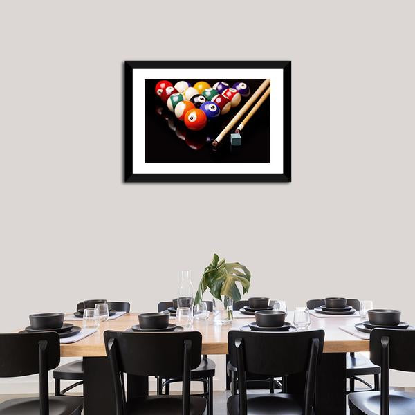 Snooker Equipment Canvas Wall Art-1 Piece-Framed Print-20" x 16"-Tiaracle