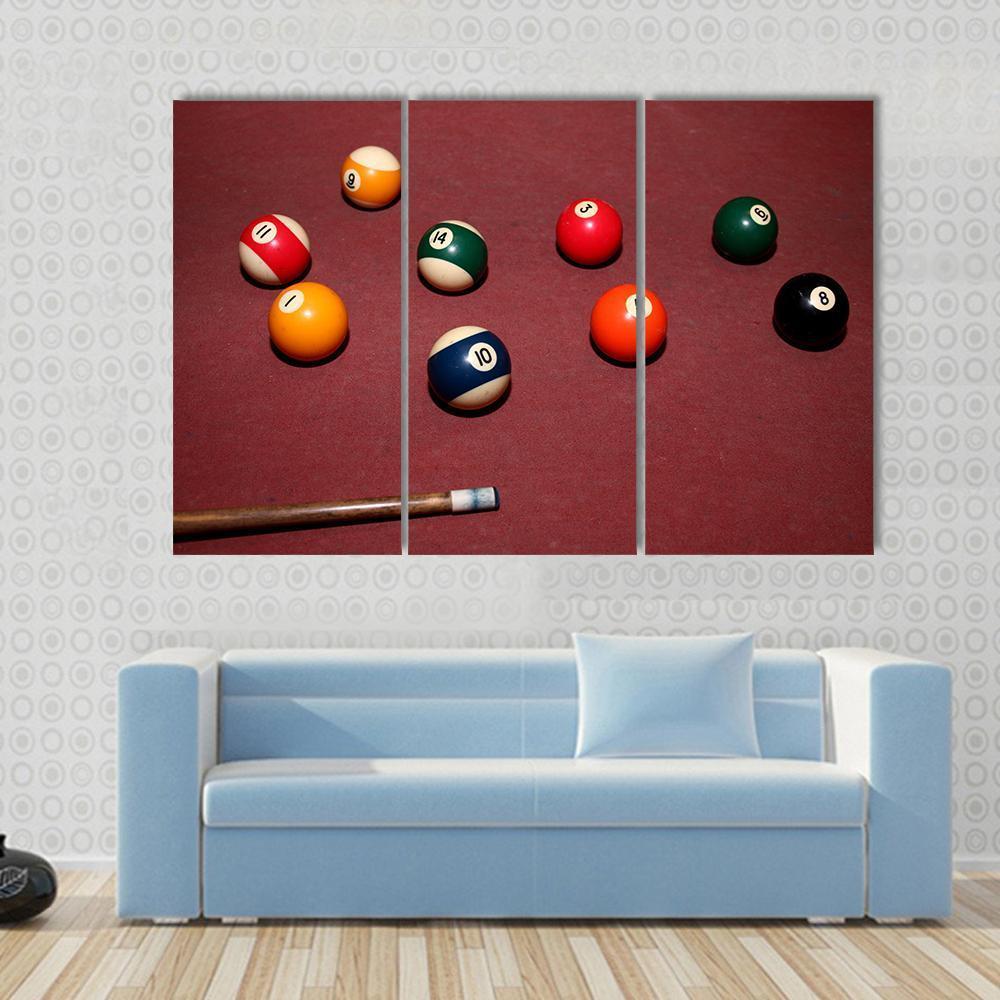 Snooker Pool Canvas Wall Art-3 Horizontal-Gallery Wrap-37" x 24"-Tiaracle