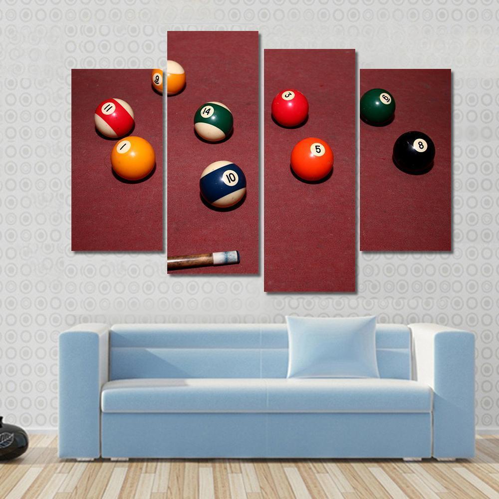 Snooker Pool Canvas Wall Art-4 Pop-Gallery Wrap-50" x 32"-Tiaracle