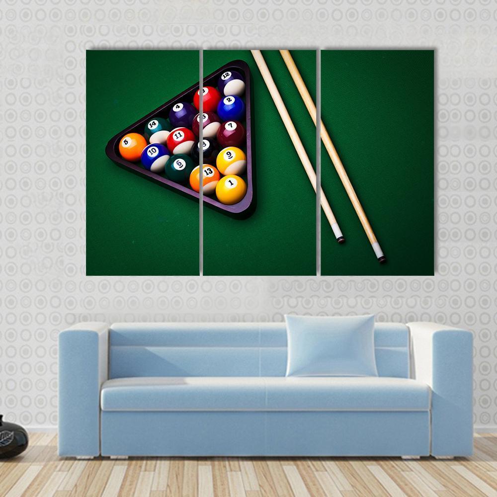 Snooker Table Canvas Wall Art-3 Horizontal-Gallery Wrap-37" x 24"-Tiaracle