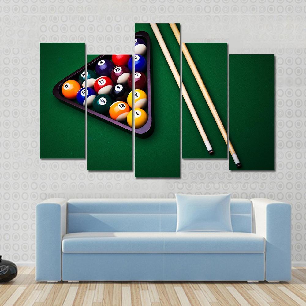 Snooker Table Canvas Wall Art-5 Pop-Gallery Wrap-47" x 32"-Tiaracle