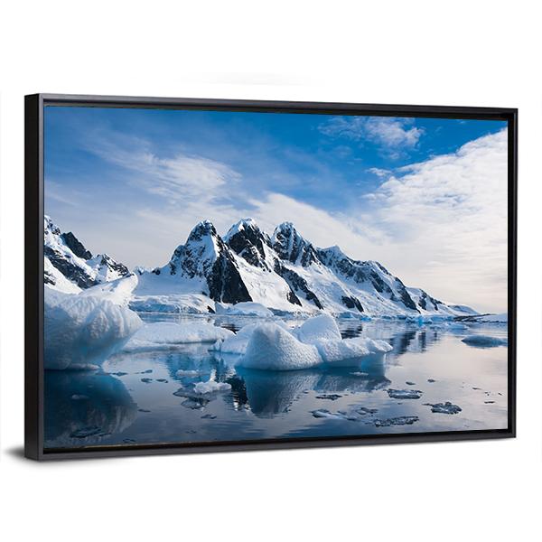 Snow Capped Mountains Against The Blue Sky Canvas Wall Art-3 Horizontal-Gallery Wrap-25" x 16"-Tiaracle