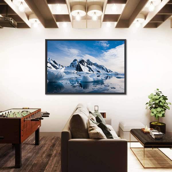 Snow Capped Mountains Against The Blue Sky Canvas Wall Art-3 Horizontal-Gallery Wrap-25" x 16"-Tiaracle