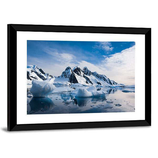 Snow Capped Mountains Against The Blue Sky Canvas Wall Art-3 Horizontal-Gallery Wrap-25" x 16"-Tiaracle