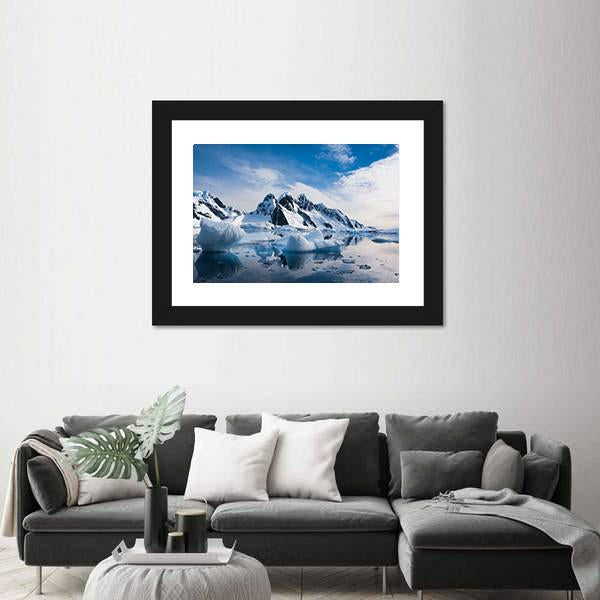 Snow Capped Mountains Against The Blue Sky Canvas Wall Art-3 Horizontal-Gallery Wrap-25" x 16"-Tiaracle