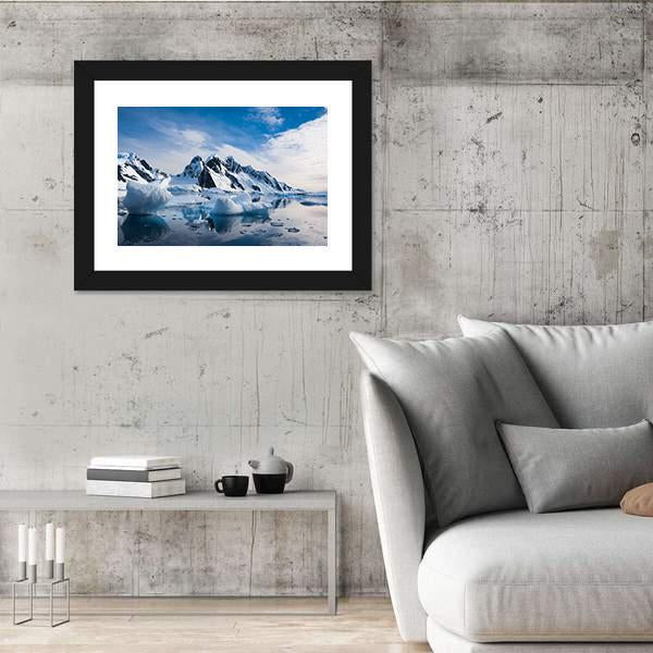 Snow Capped Mountains Against The Blue Sky Canvas Wall Art-3 Horizontal-Gallery Wrap-25" x 16"-Tiaracle