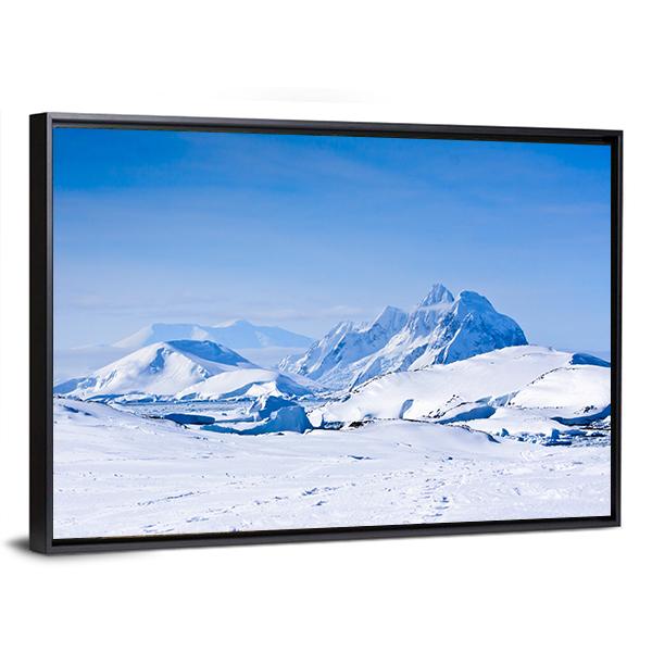 Snow Capped Mountains In Antarctica Canvas Wall Art-3 Horizontal-Gallery Wrap-25" x 16"-Tiaracle