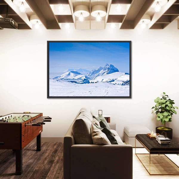 Snow Capped Mountains In Antarctica Canvas Wall Art-3 Horizontal-Gallery Wrap-25" x 16"-Tiaracle