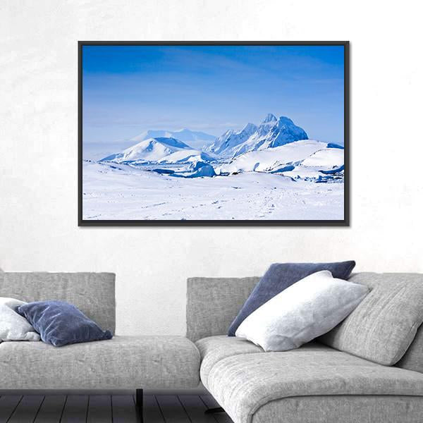 Snow Capped Mountains In Antarctica Canvas Wall Art-3 Horizontal-Gallery Wrap-25" x 16"-Tiaracle