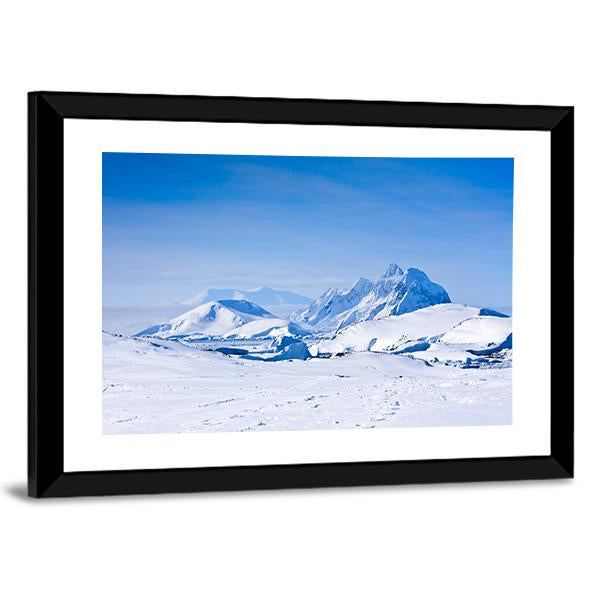 Snow Capped Mountains In Antarctica Canvas Wall Art-3 Horizontal-Gallery Wrap-25" x 16"-Tiaracle