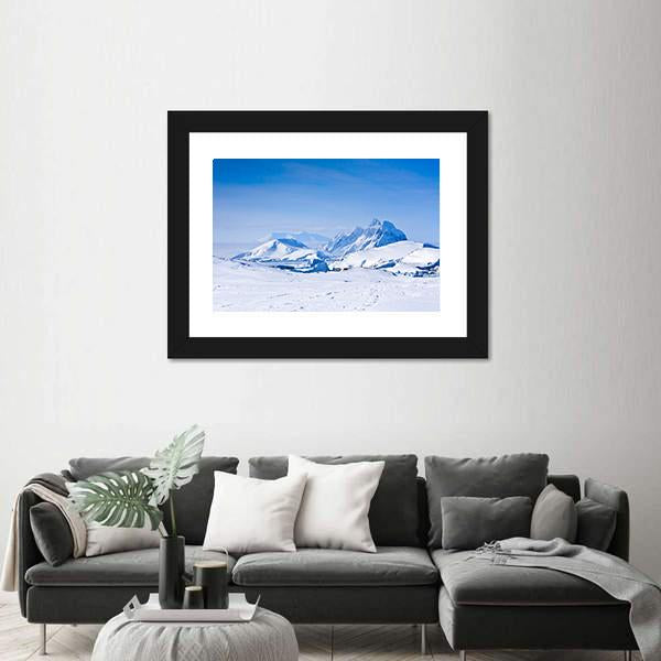 Snow Capped Mountains In Antarctica Canvas Wall Art-3 Horizontal-Gallery Wrap-25" x 16"-Tiaracle