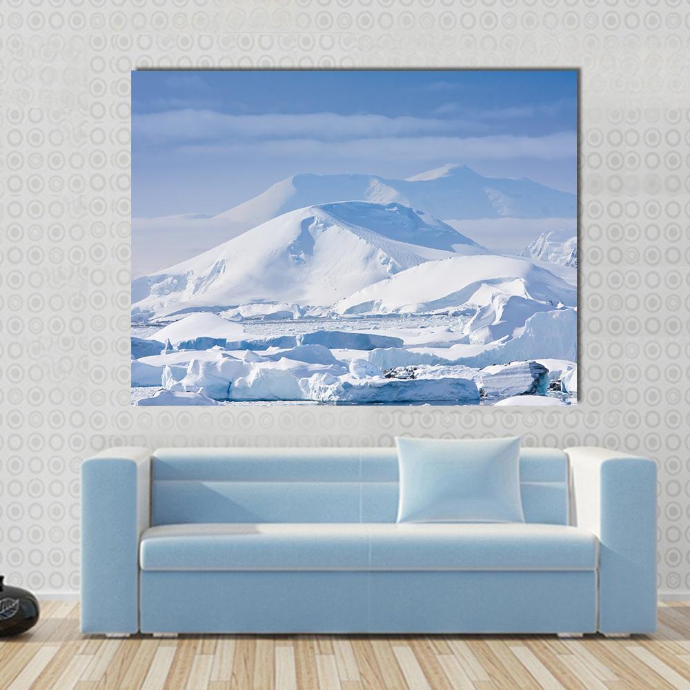 Snow Capped Mountains Canvas Wall Art-1 Piece-Gallery Wrap-48" x 32"-Tiaracle