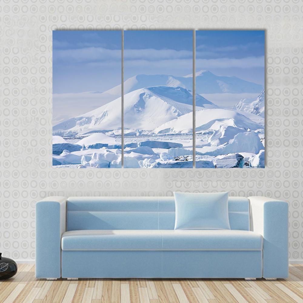 Snow Capped Mountains Canvas Wall Art-3 Horizontal-Gallery Wrap-37" x 24"-Tiaracle