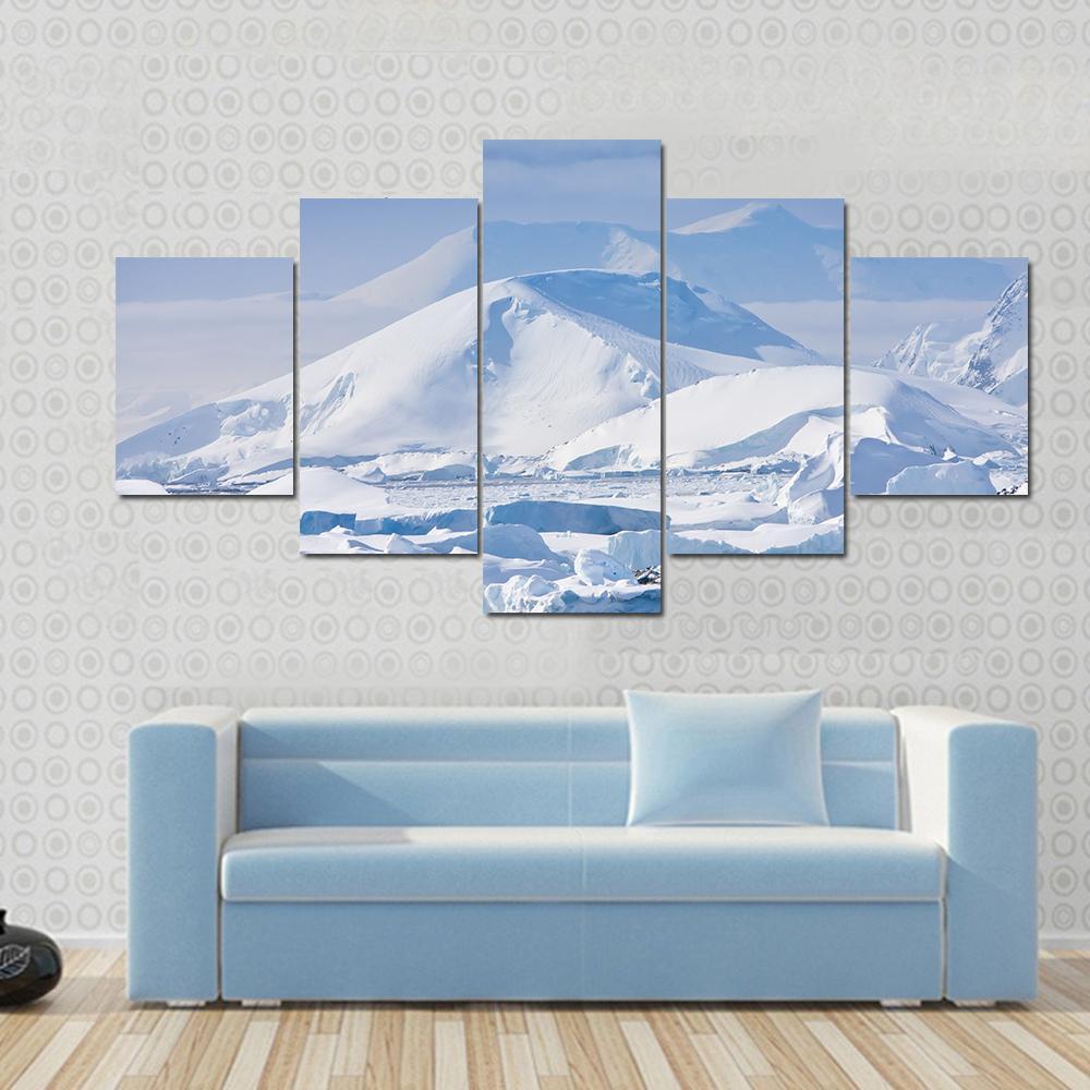 Snow Capped Mountains Canvas Wall Art-5 Star-Gallery Wrap-62" x 32"-Tiaracle