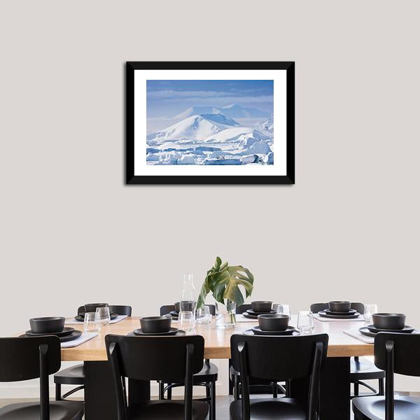 Snow Capped Mountains Canvas Wall Art-1 Piece-Framed Print-20" x 16"-Tiaracle