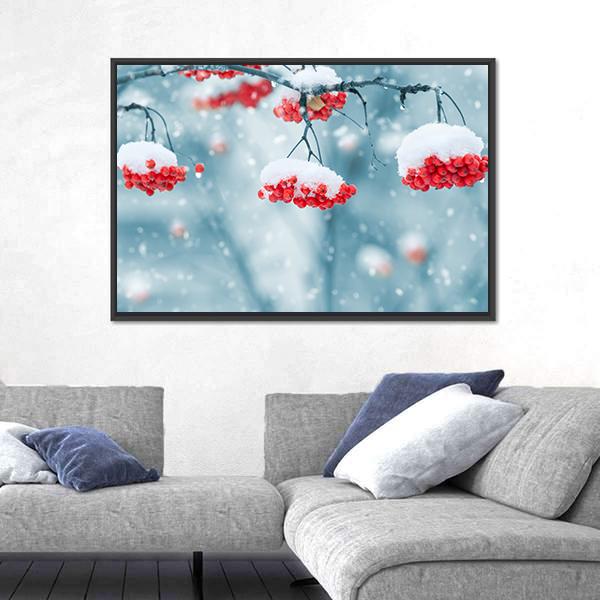 Snow Covered Mountain Ash Canvas Wall Art-3 Horizontal-Gallery Wrap-25" x 16"-Tiaracle