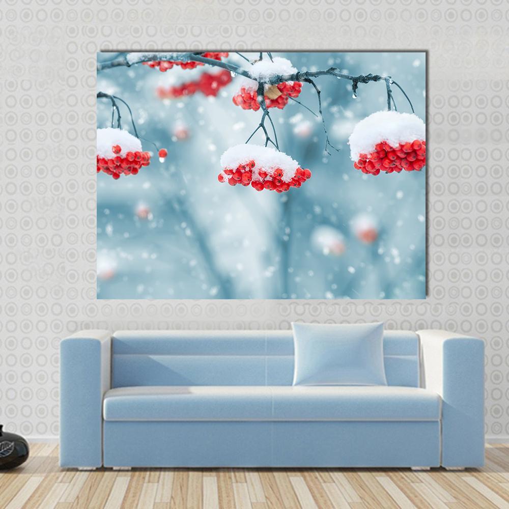 Snow Covered Mountain Ash Canvas Wall Art-1 Piece-Gallery Wrap-48" x 32"-Tiaracle