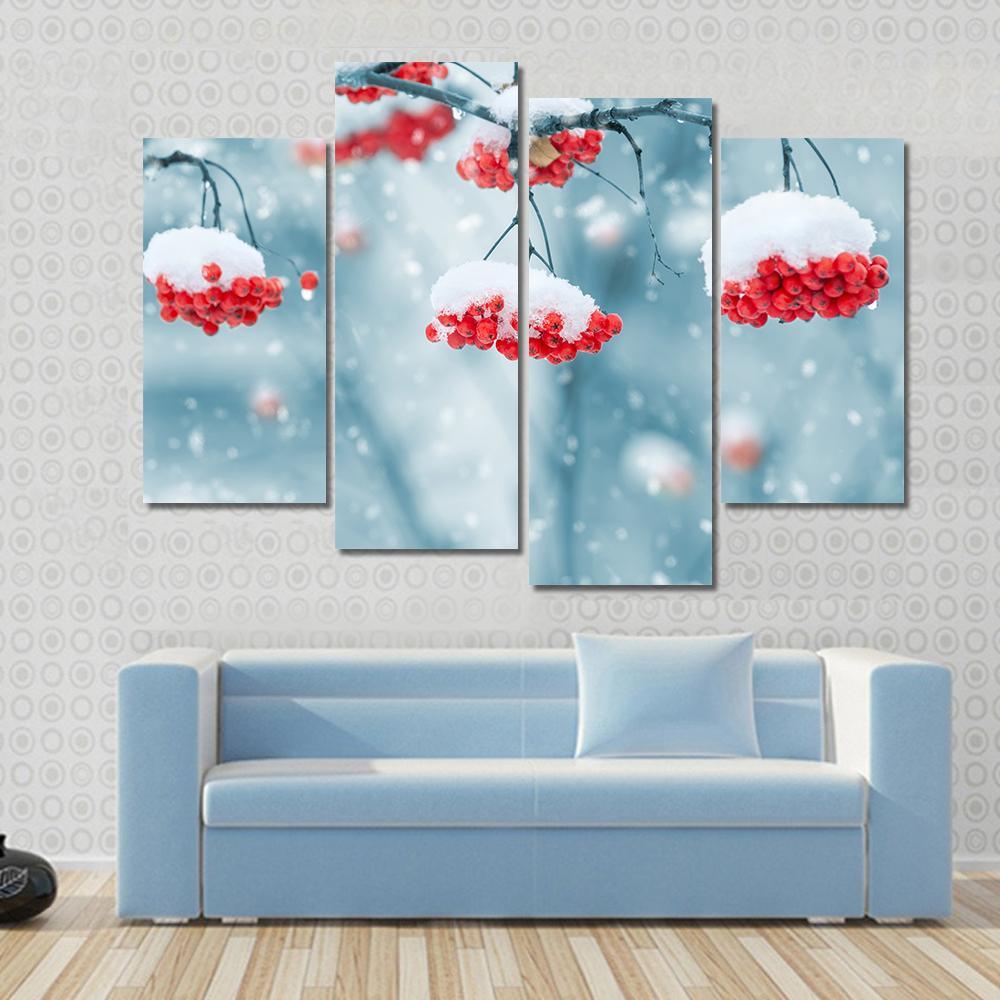 Snow Covered Mountain Ash Canvas Wall Art-4 Pop-Gallery Wrap-50" x 32"-Tiaracle