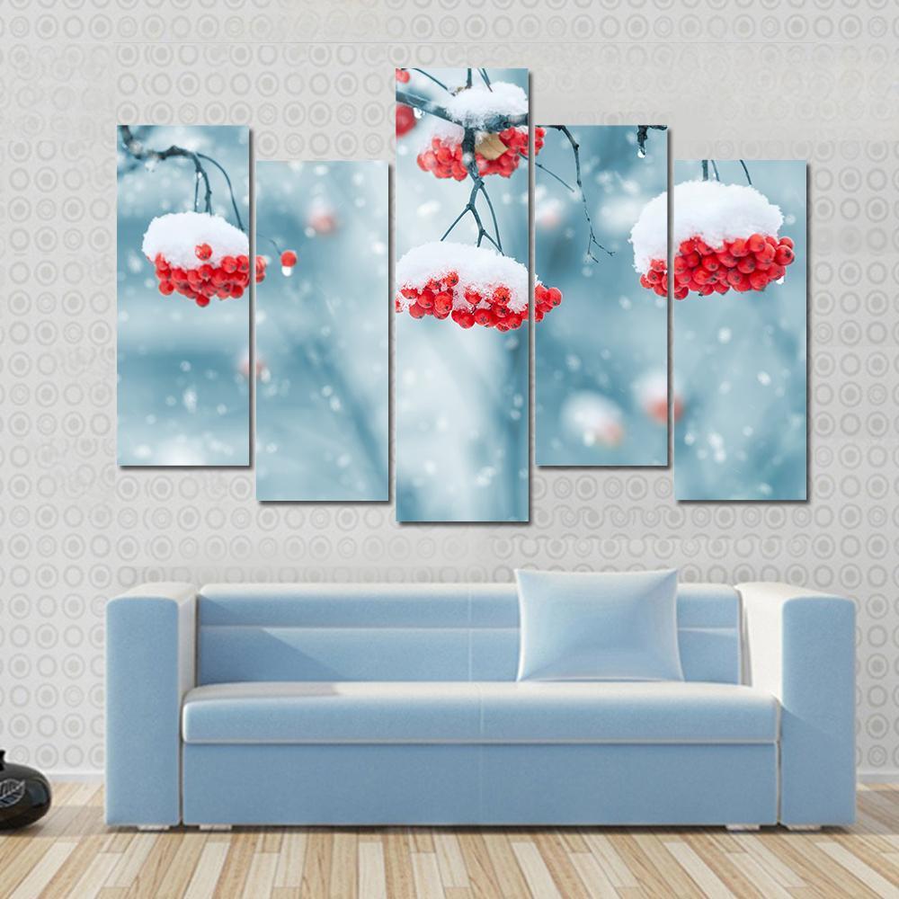 Snow Covered Mountain Ash Canvas Wall Art-5 Pop-Gallery Wrap-47" x 32"-Tiaracle